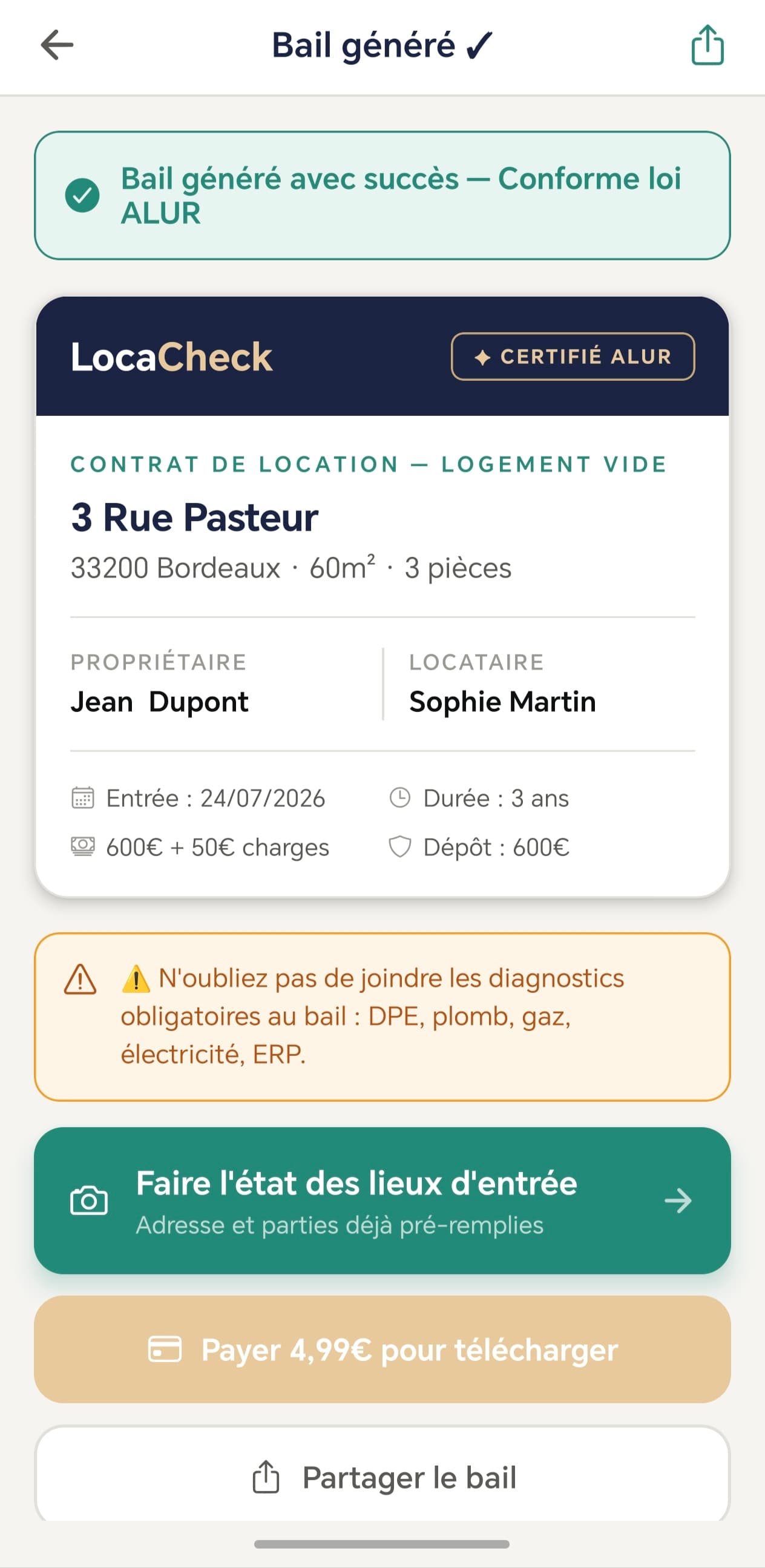 Bail ALUR généré — LocaCheck