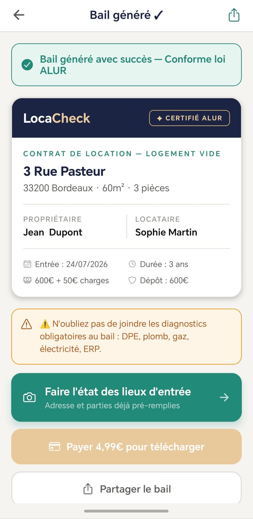 Bail ALUR généré — LocaCheck